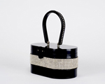 Iconic Wilardy 1950s black lucite and rhinestone box-purse